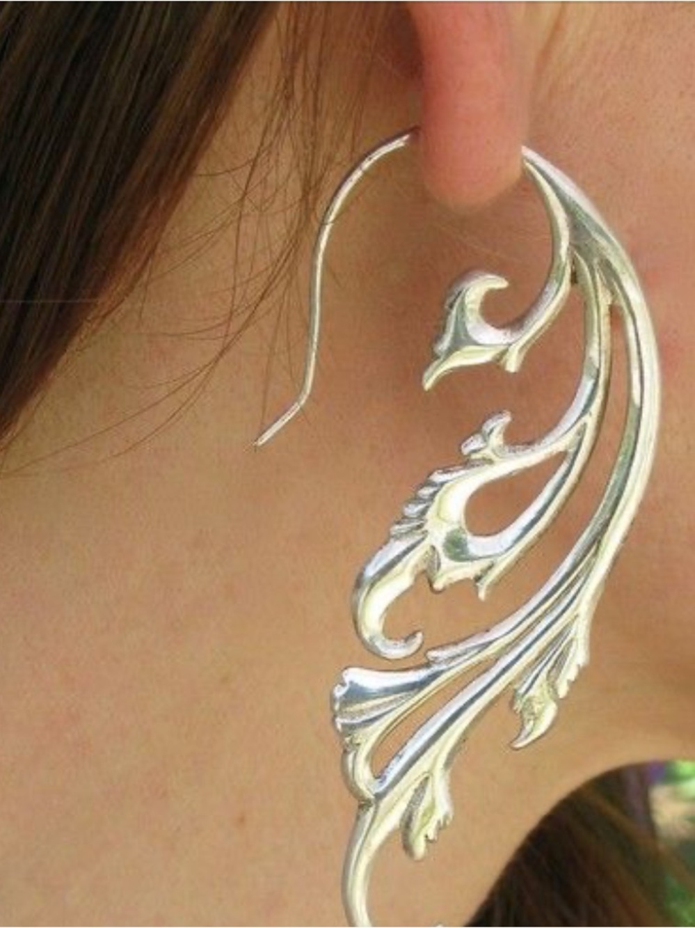 Elegant Silver Leaf Filigree Dangle Earrings - Women’s Jewelry